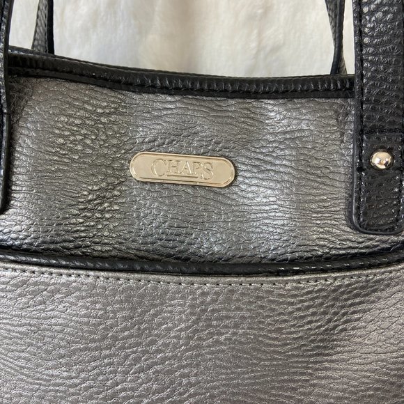 Chaps Pebble Gunmetal texture Shoulder Bag soft Classic Look - Picture 2 of 10